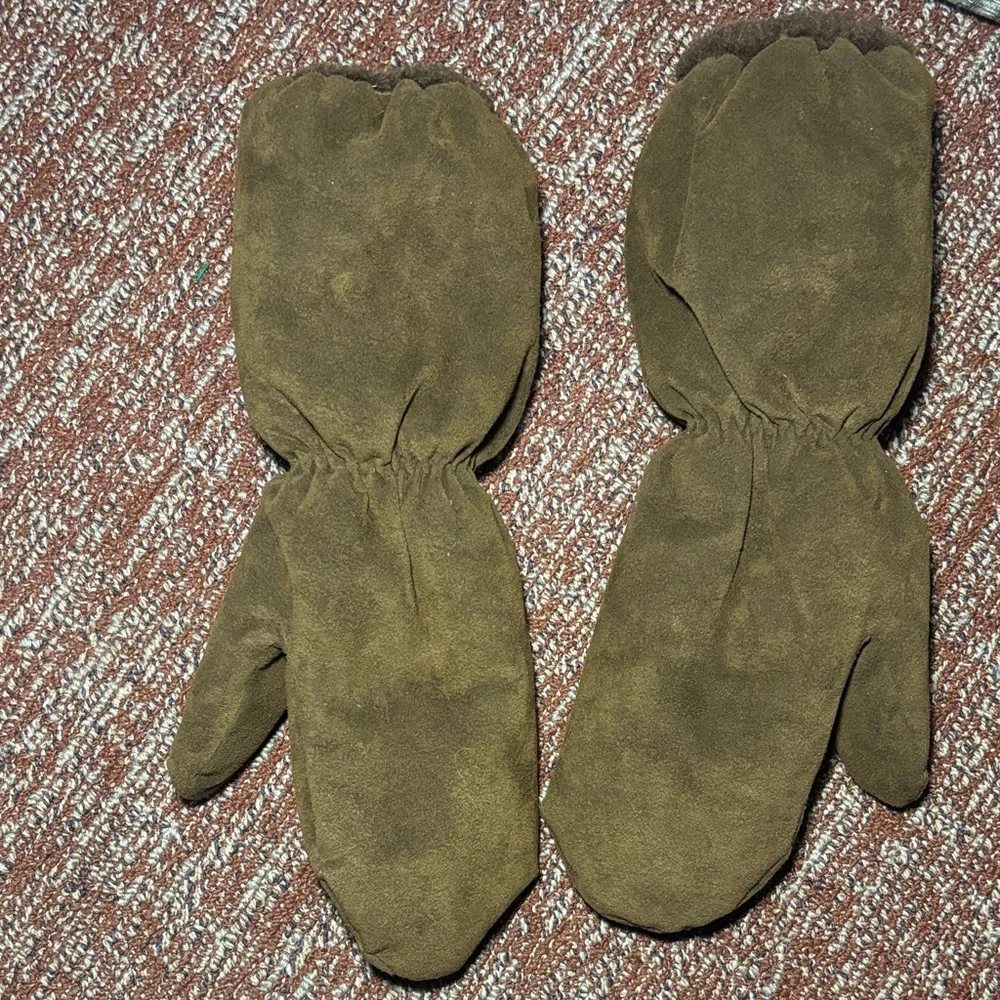 Vintage Halston ultra suede mittens chocolate brown warm winter gear statement